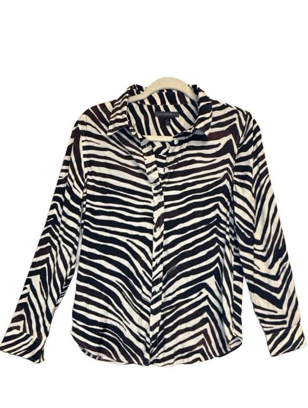 Banana Republic Zebra Animal Print Button Down Shirt Size S
